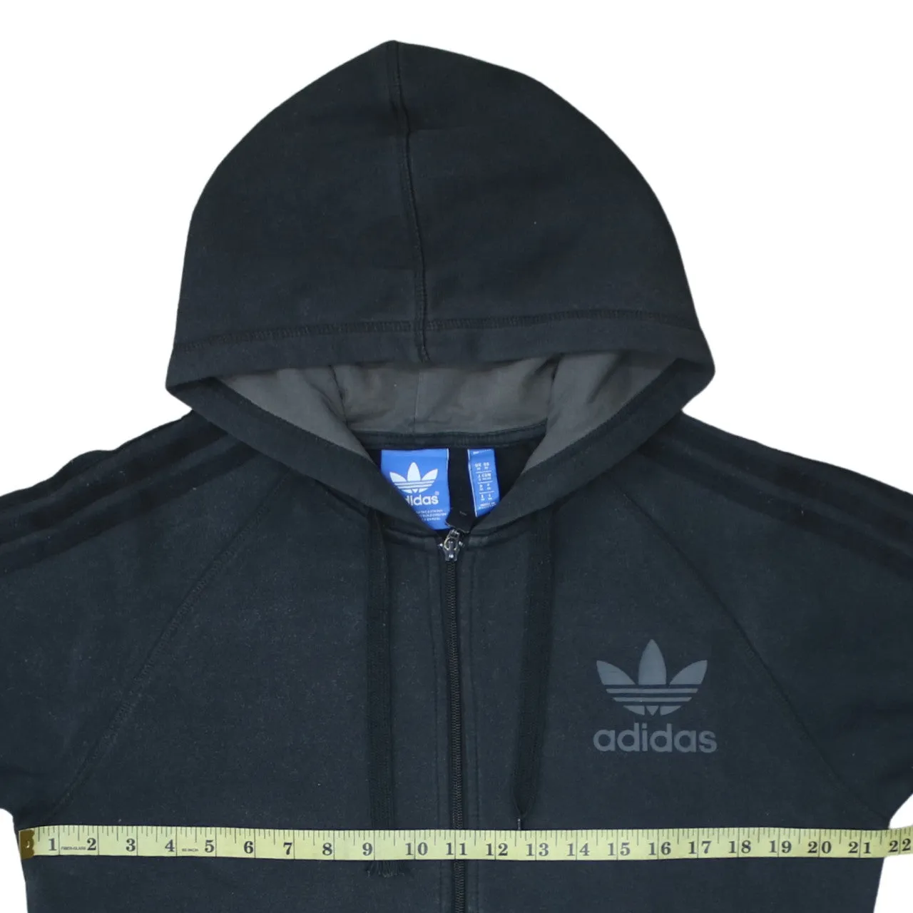Adidas 90's Striped Sleeve Full Zip Up Hoodie Medium Black sold by Vintage Club product image thumbnail 5