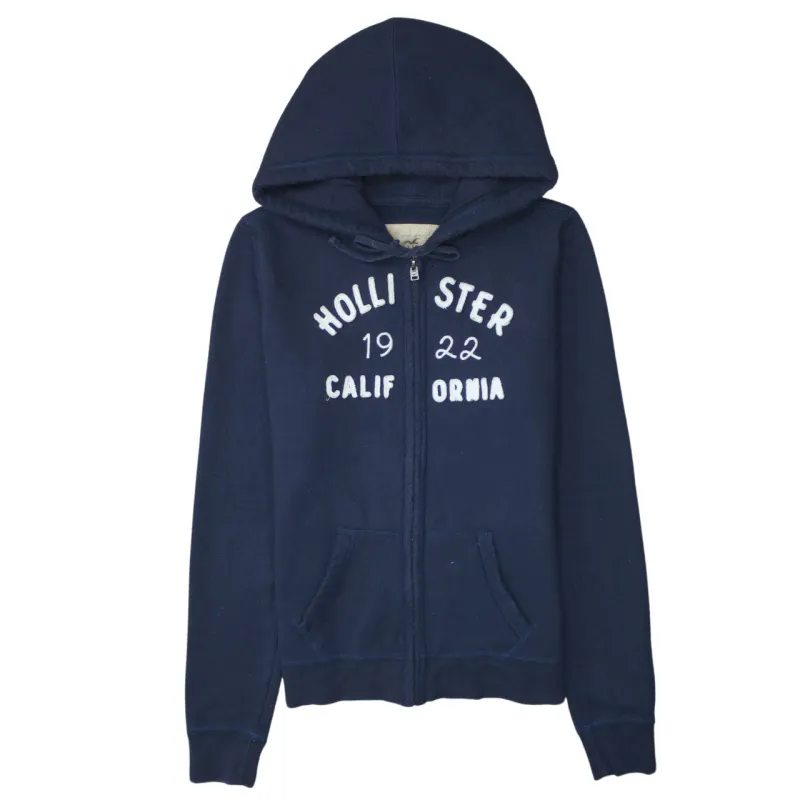 Hollister 90's Spellout Full Zip Up Hoodie Large Navy Blue made by Hollister