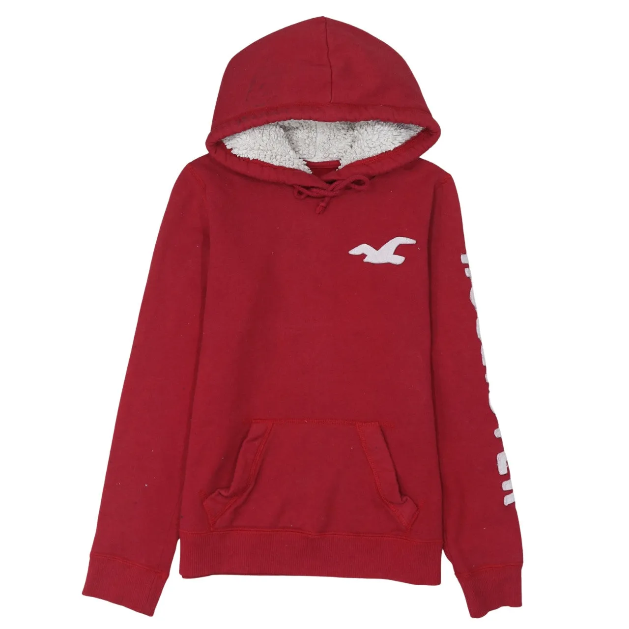 Hollister 90's Drawstring Pockets Pullover Hoodie Small Red sold by Vintage Club