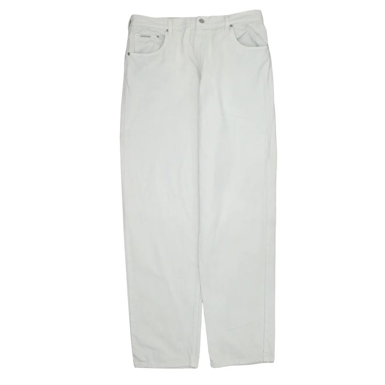 Calvin Klein 90's Lightweight Straight Leg Baggy Trousers / Pants 36 Beige Cream sold by Vintage Club product image thumbnail 2