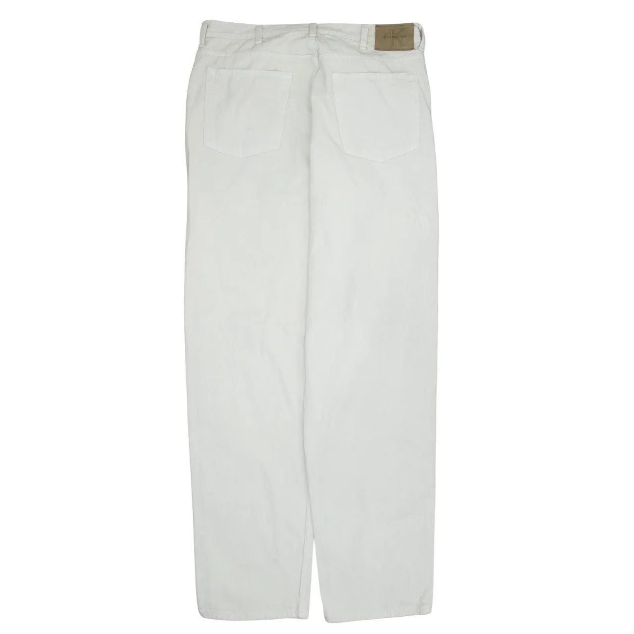 Calvin Klein 90's Lightweight Straight Leg Baggy Trousers / Pants 36 Beige Cream sold by Vintage Club