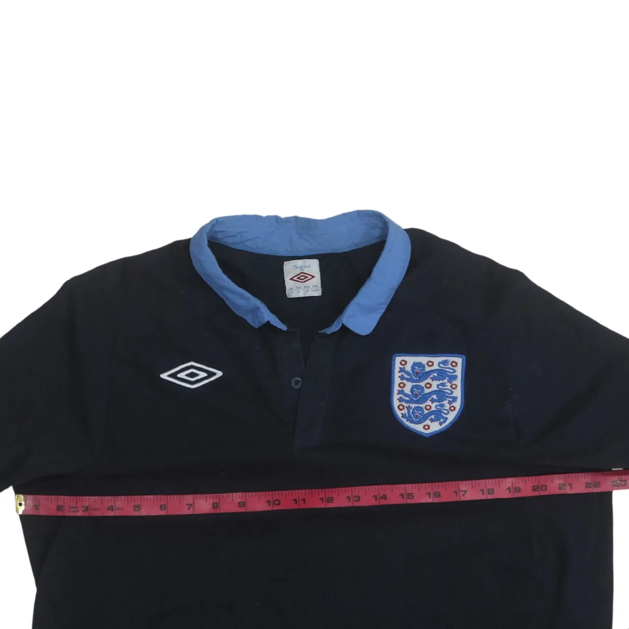 Umbro 90's Short Sleeves Quarter Button Polo Shirt Large Navy Blue sold by Vintage Club product image thumbnail 5