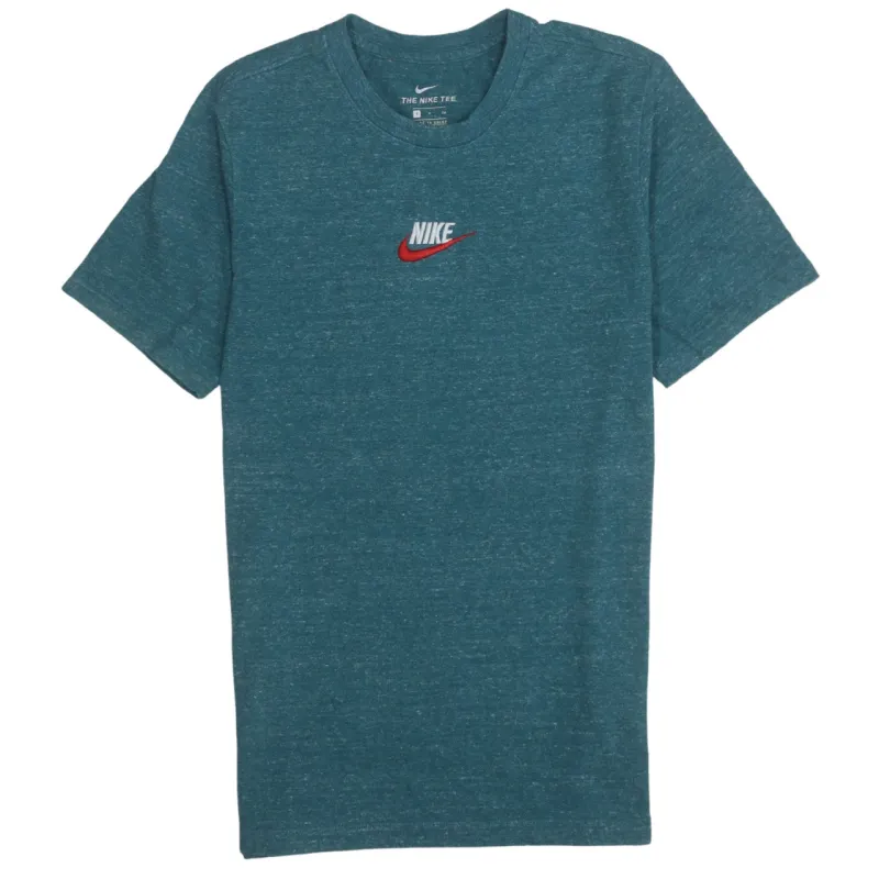 Nike 90's Center Middle Swoosh Crew Neck T Shirt Small Green made by Nike