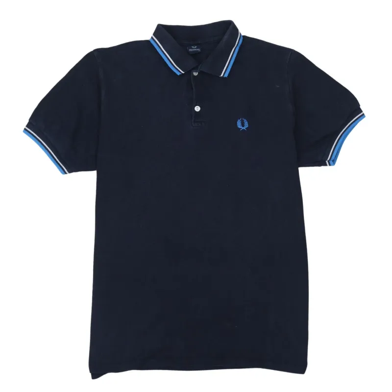 FRED PERRY 90's Short Sleeves Quarter Button Polo Shirt XLarge Navy Blue sold by Vintage Club