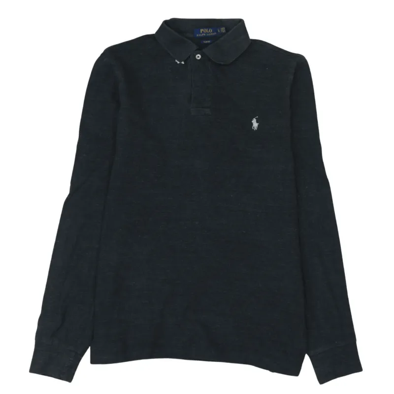 Polo Ralph Lauren 90's Long Sleeve Quarter Button Polo Shirt Large Black made by Polo by Ralph Lauren