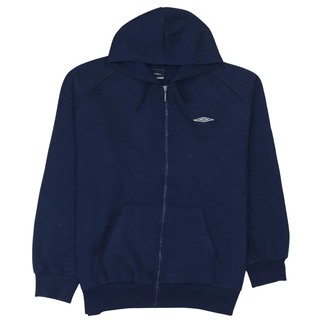 Umbro 90's Drawstring Pockets Full Zip Up Hoodie Large Navy Blue sold by Vintage Club