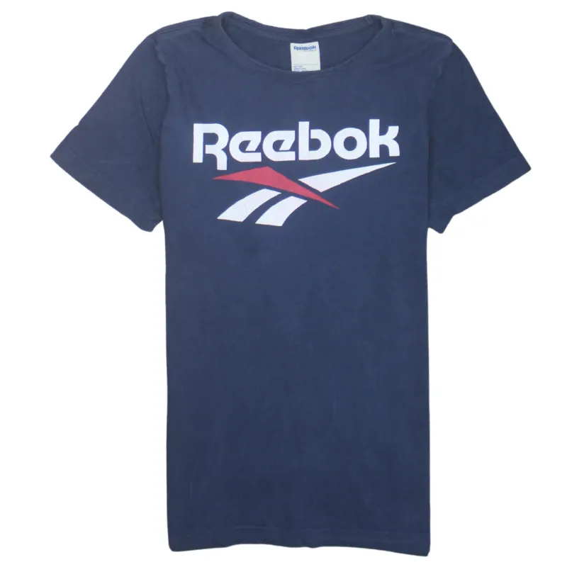 Reebok 90's Spellout Short Sleeves T Shirt Small Navy Blue made by Reebok