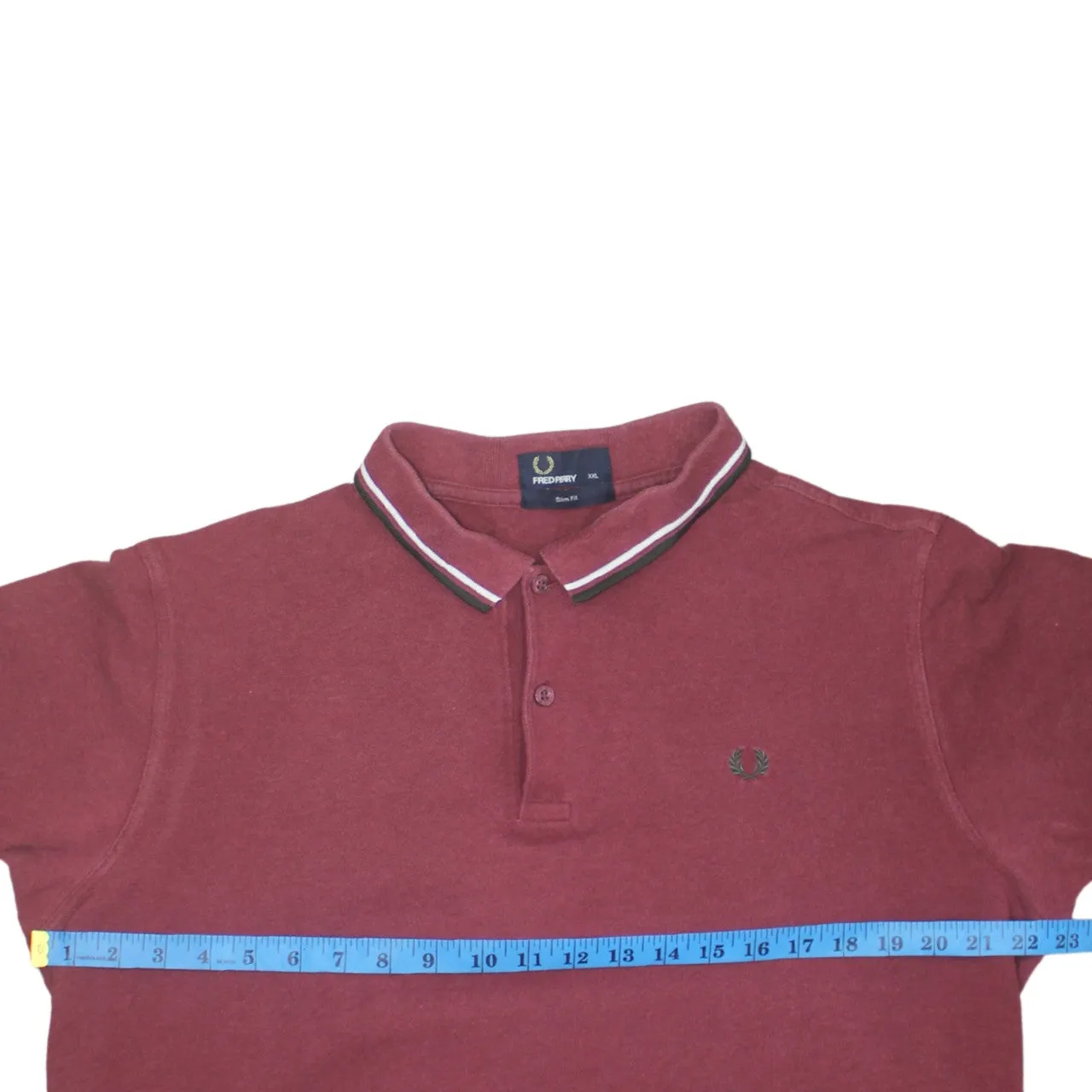 FRED PERRY 90's Short Sleeves Quarter Button Polo Shirt XXLarge (2XL) Red sold by Vintage Club product image thumbnail 5