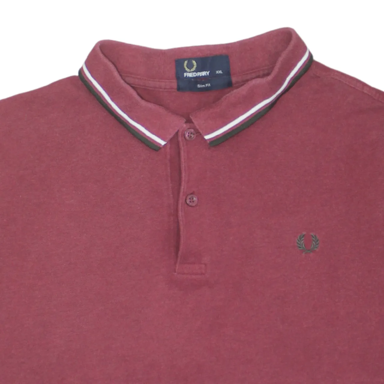 FRED PERRY 90's Short Sleeves Quarter Button Polo Shirt XXLarge (2XL) Red sold by Vintage Club product image thumbnail 3