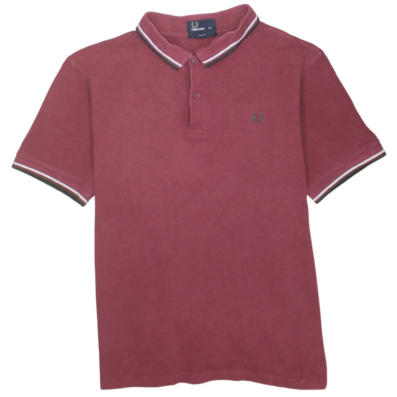 FRED PERRY 90's Short Sleeves Quarter Button Polo Shirt XXLarge (2XL) Red sold by Vintage Club