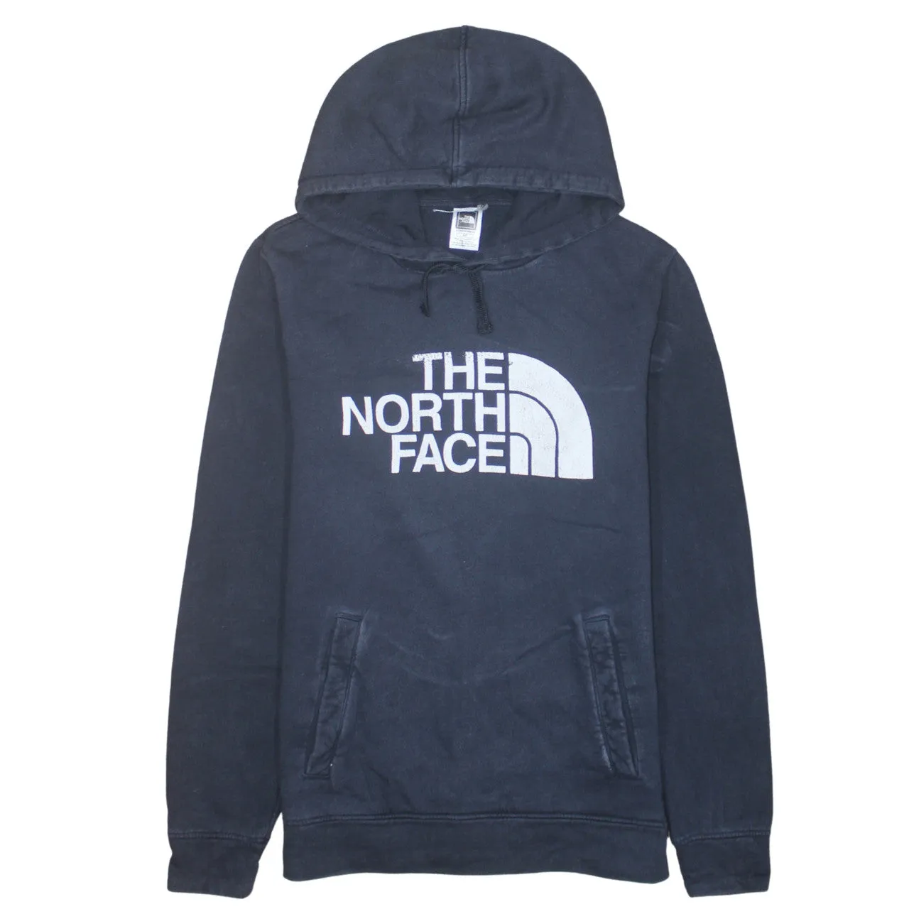 The North Face 90's Spellout Pullover Hoodie Small Navy Blue sold by Vintage Club