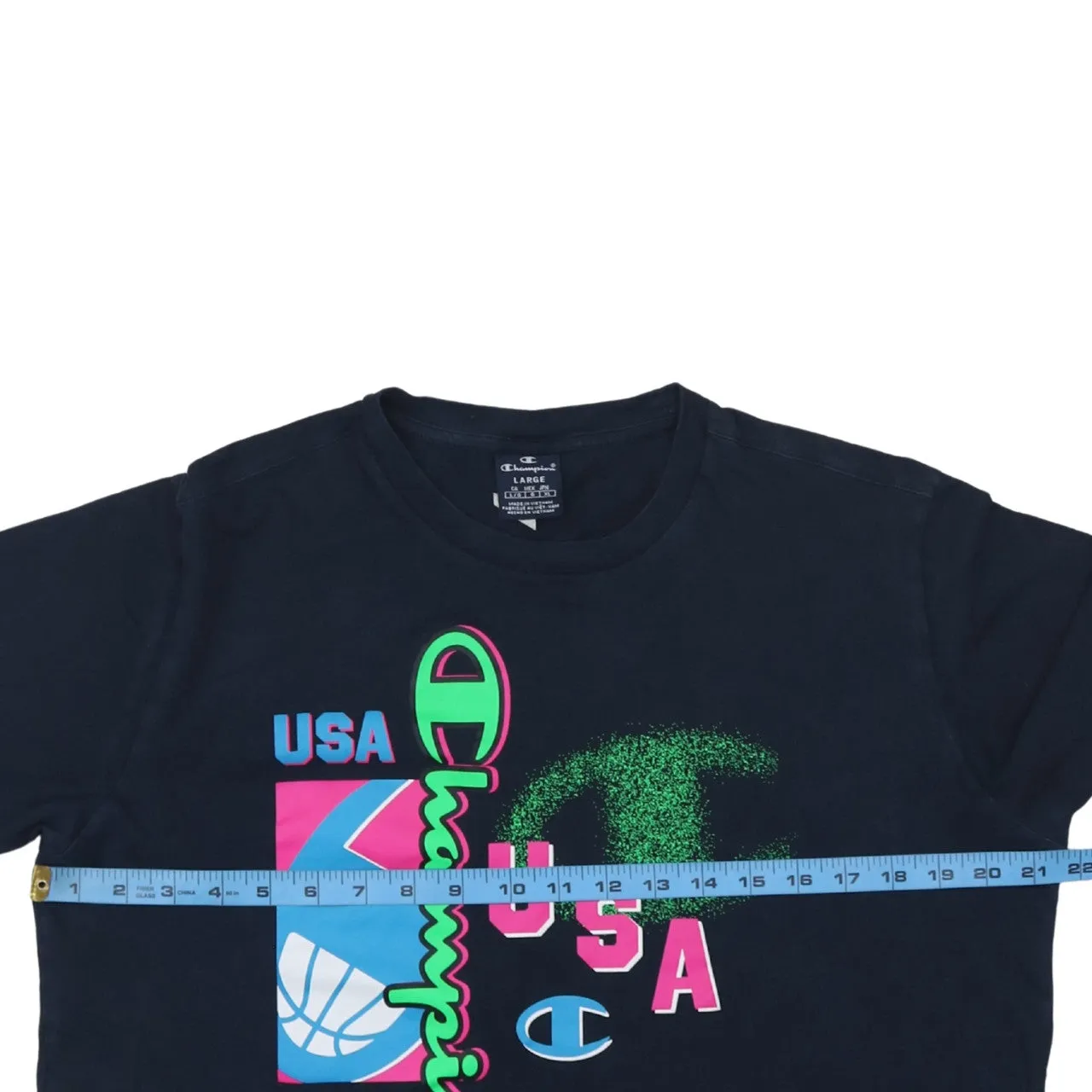 Champion 90's Spellout Short Sleeves T Shirt Large Navy Blue sold by Vintage Club product image thumbnail 5