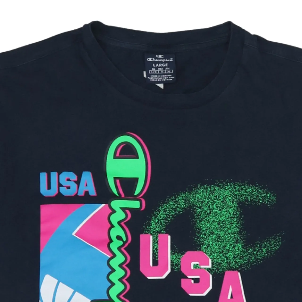 Champion 90's Spellout Short Sleeves T Shirt Large Navy Blue sold by Vintage Club product image thumbnail 3