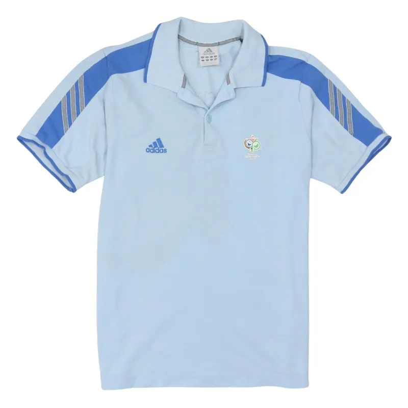 Adidas 90's Short Sleeves Quarter Button Polo Shirt Medium Blue made by Adidas