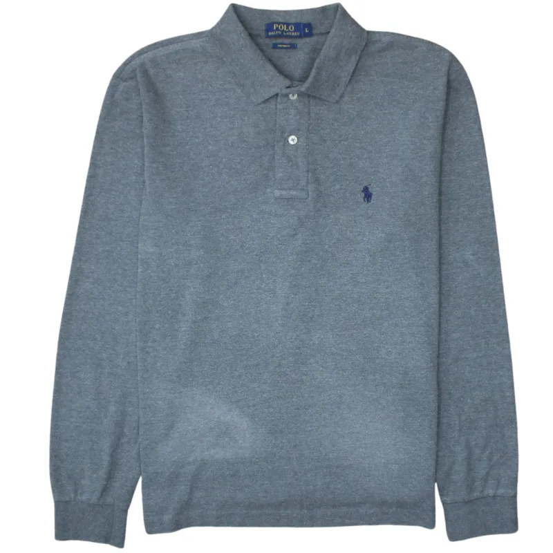 Polo Ralph Lauren 90's Long Sleeve Quarter Button Polo Shirt Large Grey sold by Vintage Club