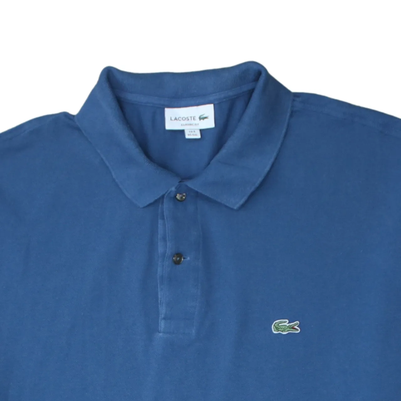 Lacoste 90's Short Sleeves Quarter Button Polo Shirt XXXXLarge (4XL) Blue sold by Vintage Club product image thumbnail 3
