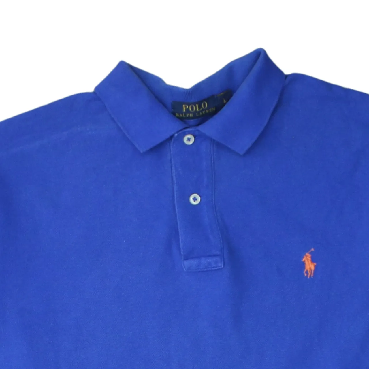 Polo Ralph Lauren 90's Short Sleeves Quarter Button Polo Shirt Large Blue sold by Vintage Club product image thumbnail 3