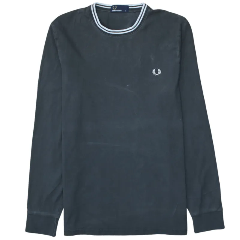 FRED PERRY 90's Lightweight Crew Neck Sweatshirt Small Black made by Fred Perry
