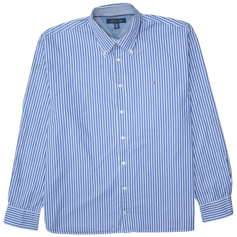 Tommy Hilfiger 90's Long Sleeve Button Up Shirt XXLarge (2XL) Blue made by Tommy Hilfiger
