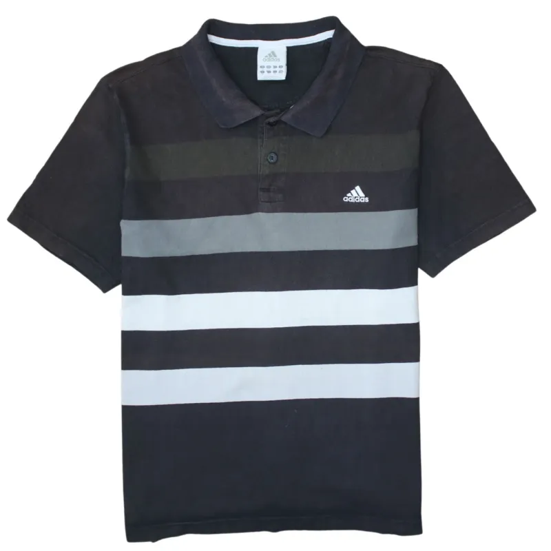 Adidas 90's Short Sleeves Quarter Button Polo Shirt XLarge Black made by Adidas