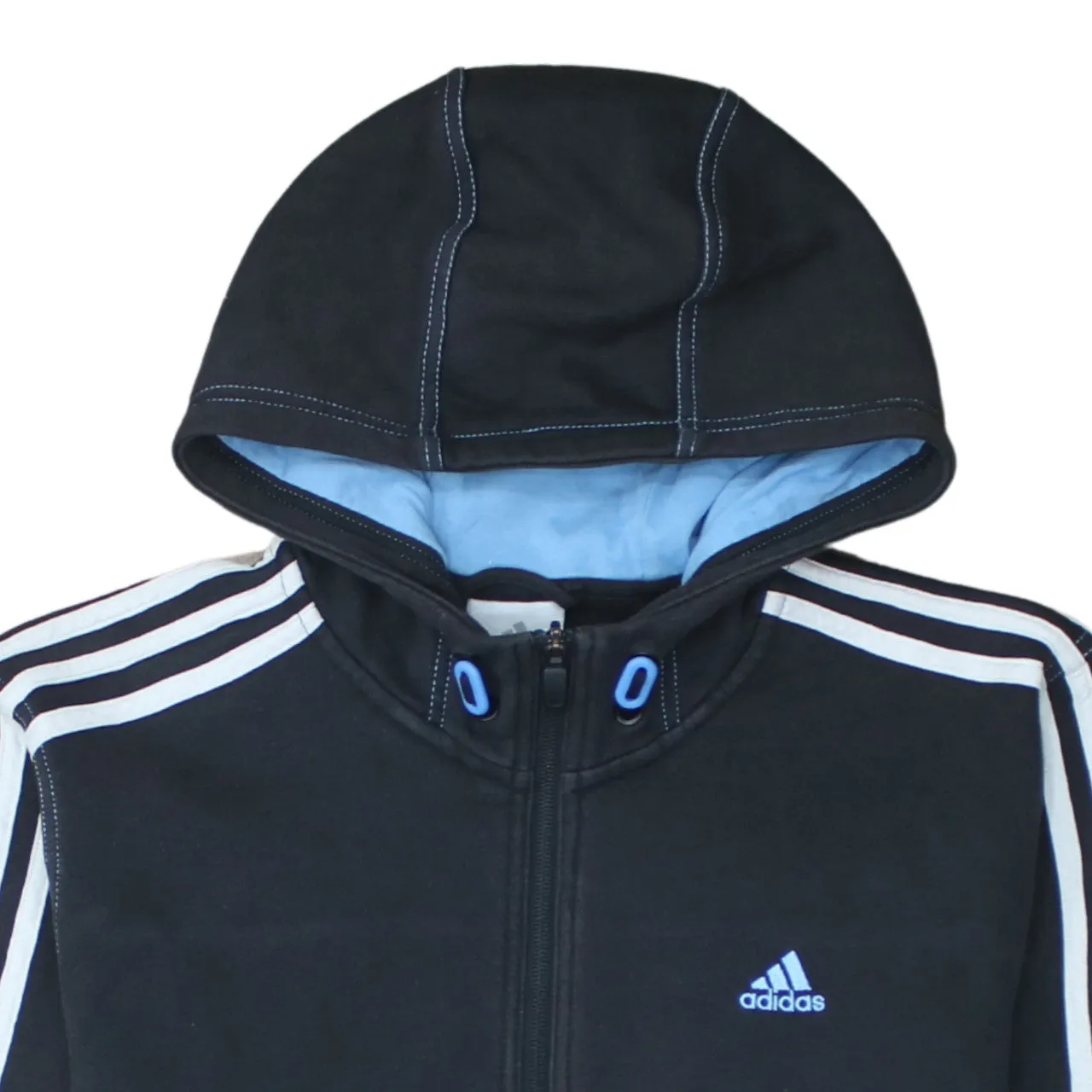 Adidas 90's Striped Sleeve Full Zip Up Hoodie Medium Black sold by Vintage Club product image thumbnail 3