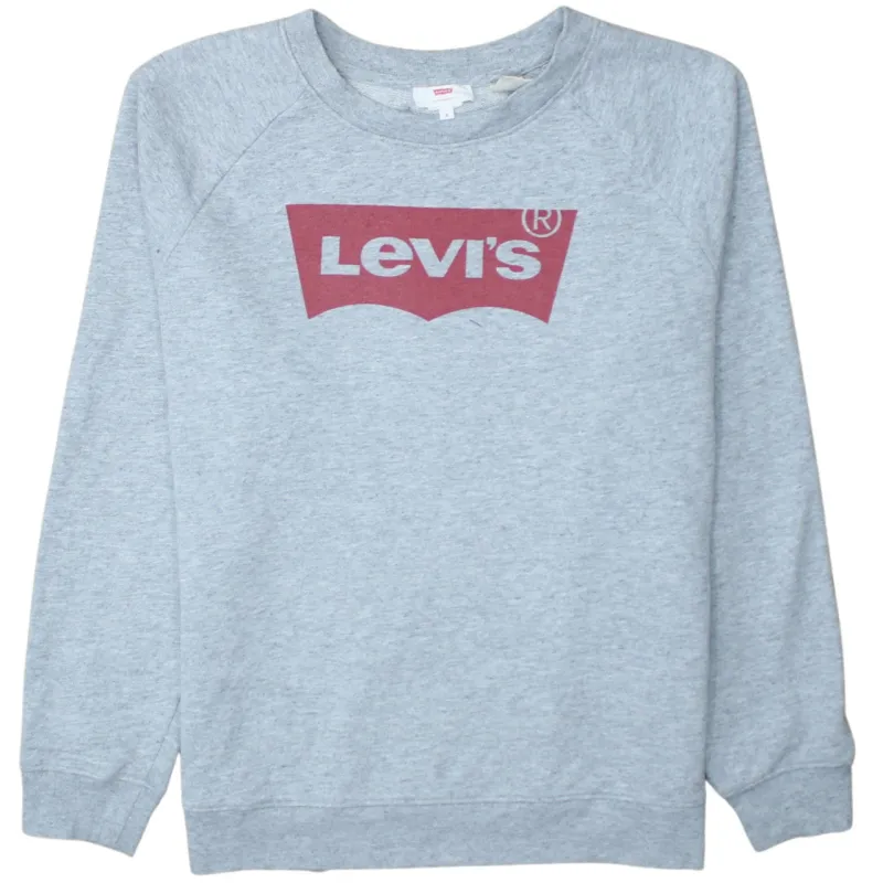 Levi's 90's Spellout Crew Neck Sweatshirt Small Grey made by Levi's