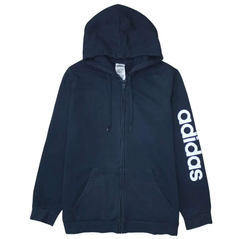 Adidas 90's Drawstring Pockets Full Zip Up Hoodie XXLarge (2XL) Navy Blue sold by Vintage Club