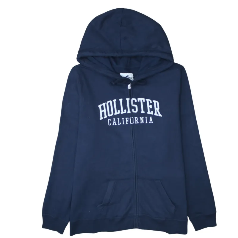 Hollister 90's Spellout Full Zip Up Hoodie XXLarge (2XL) Navy Blue made by Hollister