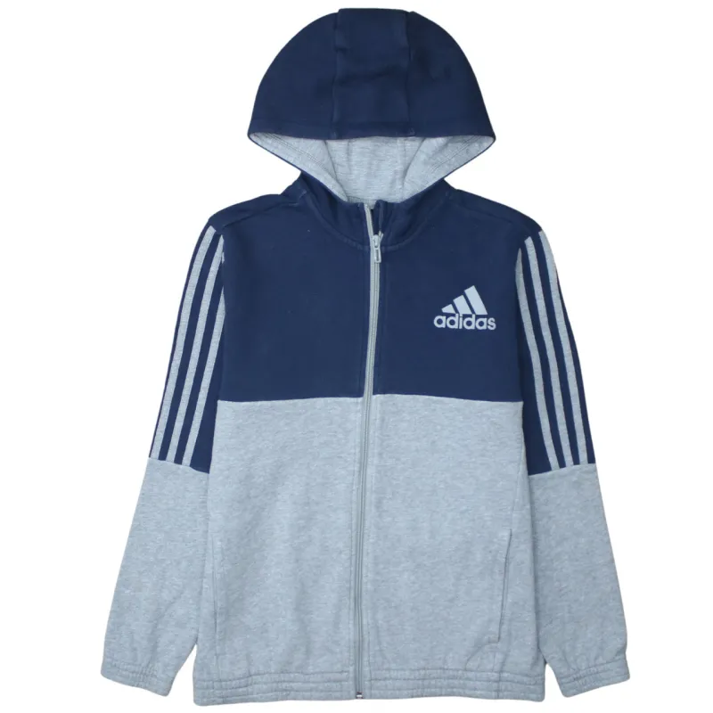 Adidas 90's Striped Sleeve Full Zip Up Hoodie Large Grey sold by Vintage Club