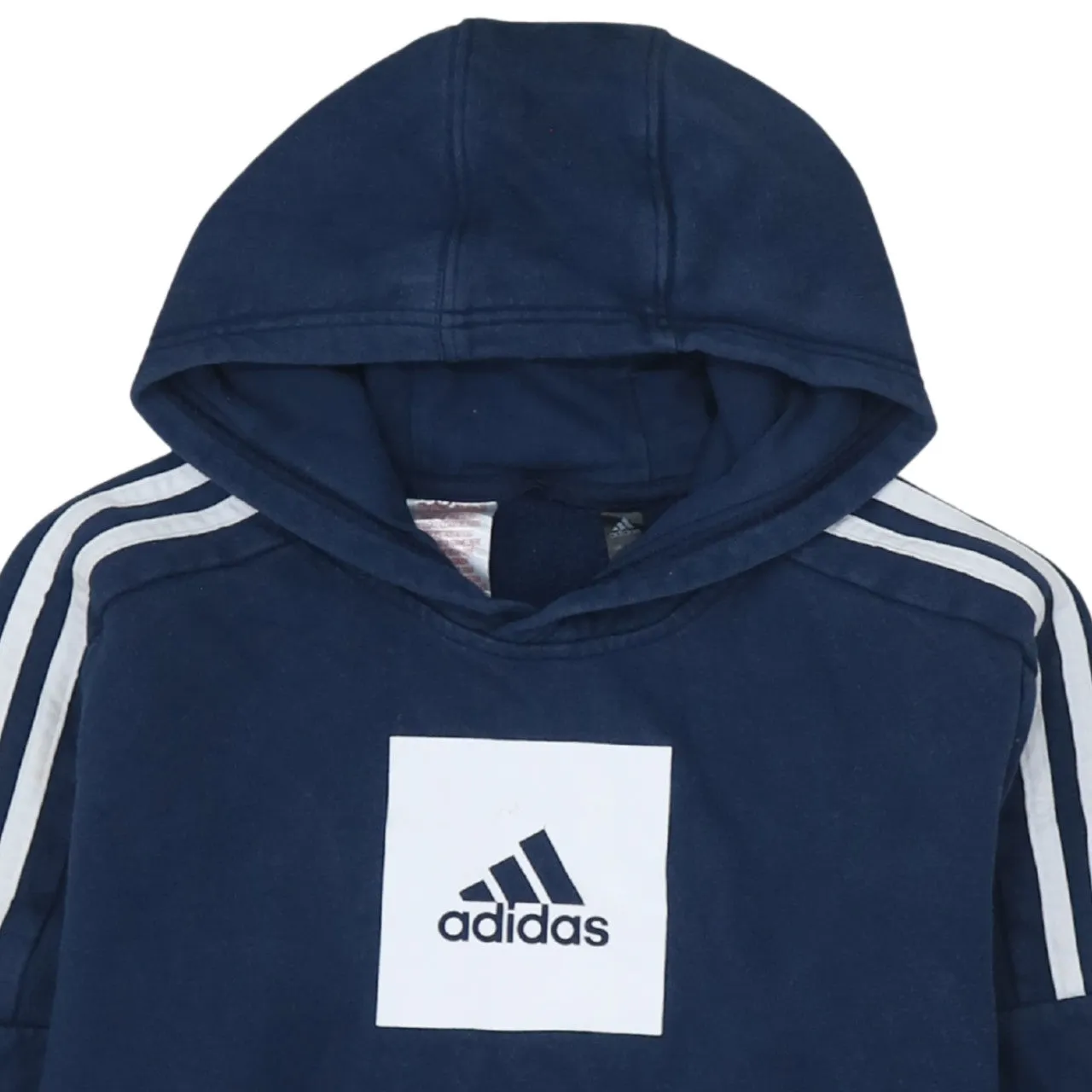 Adidas 90's Striped Sleeve Pullover Hoodie Large Navy Blue sold by Vintage Club product image thumbnail 3