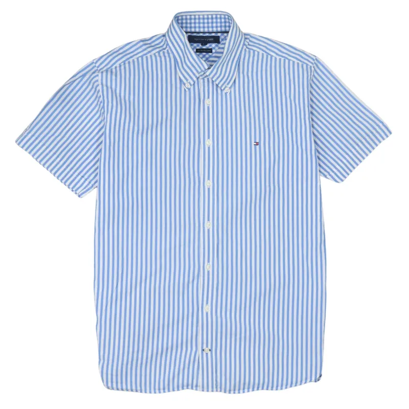 Tommy Hilfiger 90's Short Sleeves Button Up T Shirt Large Blue made by Tommy Hilfiger