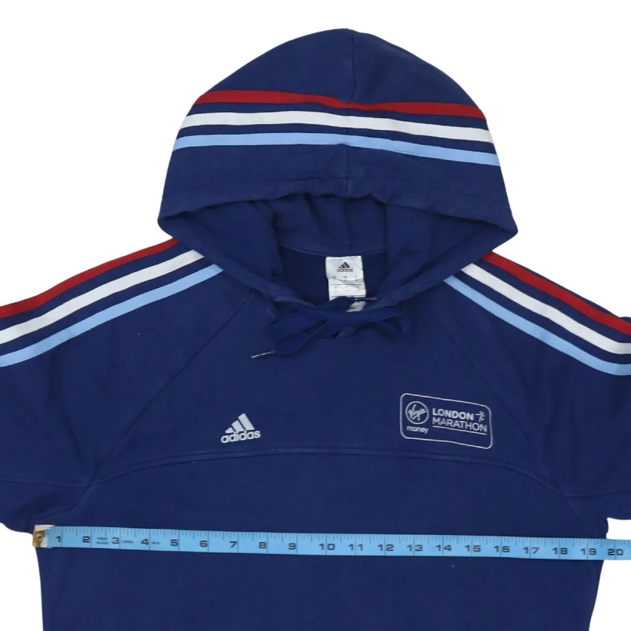 Adidas 90's Striped Sleeve Pullover Hoodie Small Navy Blue sold by Vintage Club product image thumbnail 5