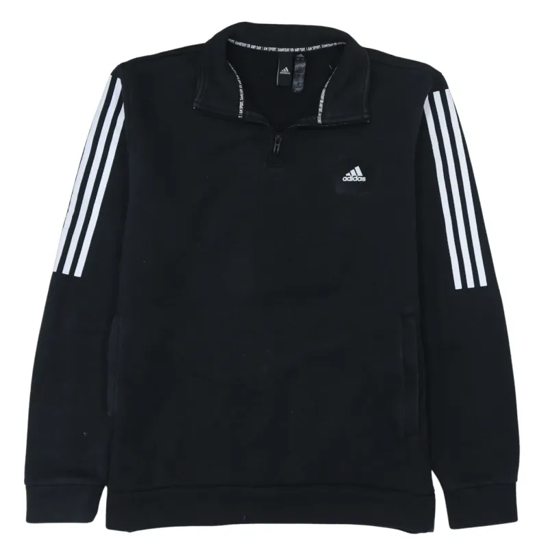 Adidas 90's Striped Sleeve Quarter Zip Sweatshirt Large Blue sold by Vintage Club