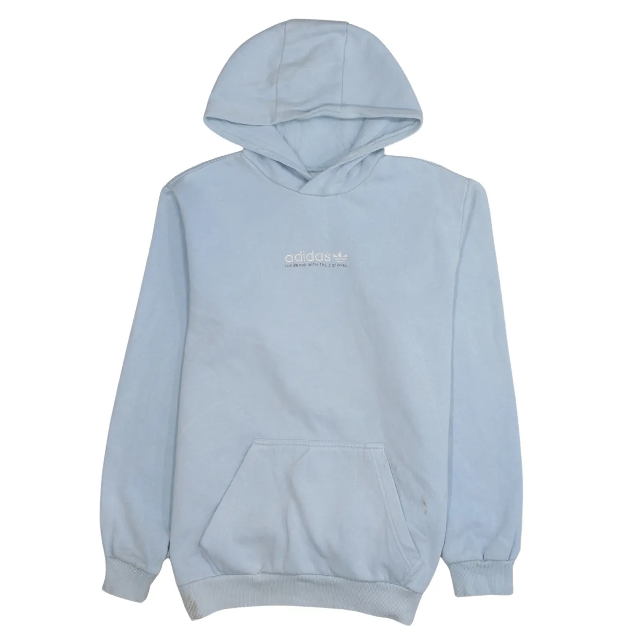 Adidas 90's Drawstring Pockets Pullover Hoodie Medium Blue sold by Vintage Club