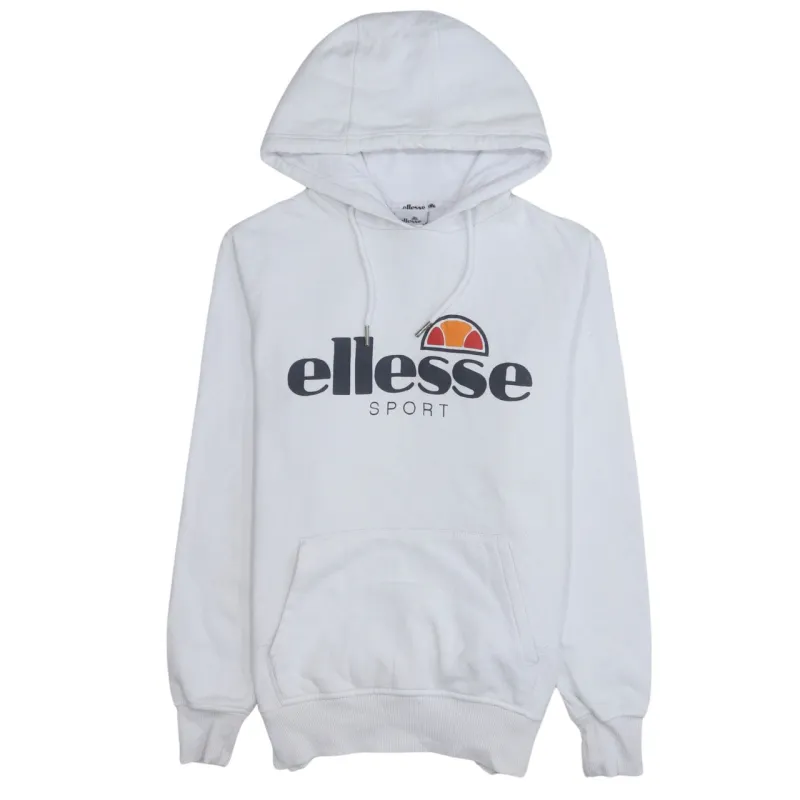 Ellesse 90's Spellout Pullover Hoodie Medium  White sold by Vintage Club