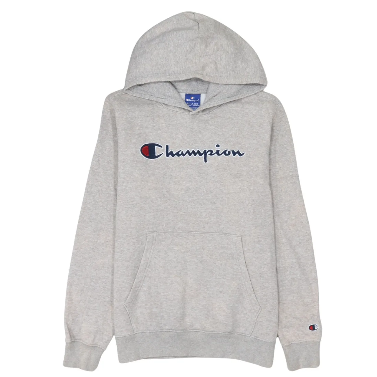 Champion 90's Spellout Pullover Hoodie XXLarge (2XL) Grey sold by Vintage Club