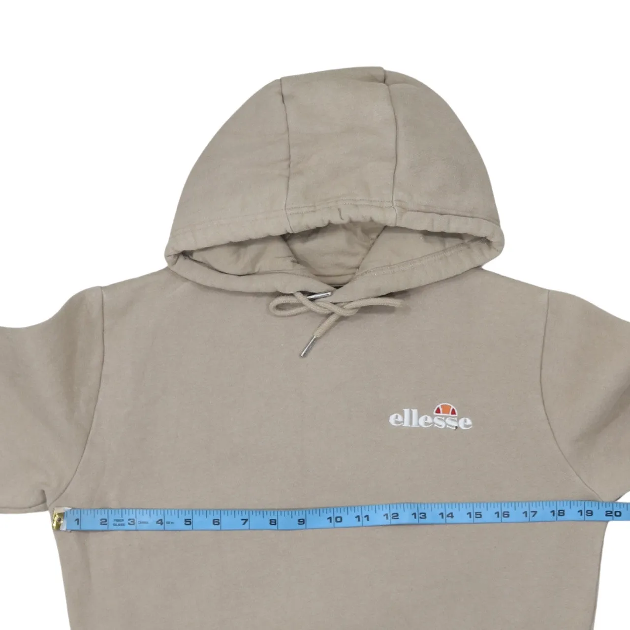 Ellesse 90's Drawstring Pockets Pullover Hoodie XSmall Beige Cream sold by Vintage Club product image thumbnail 5
