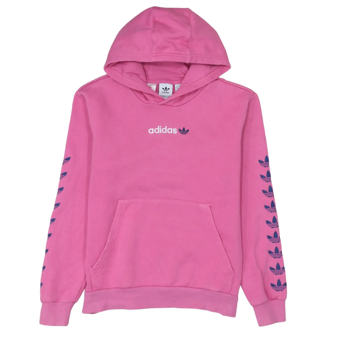 Adidas 90's Drawstring Pockets Pullover Hoodie Small Pink sold by Vintage Club