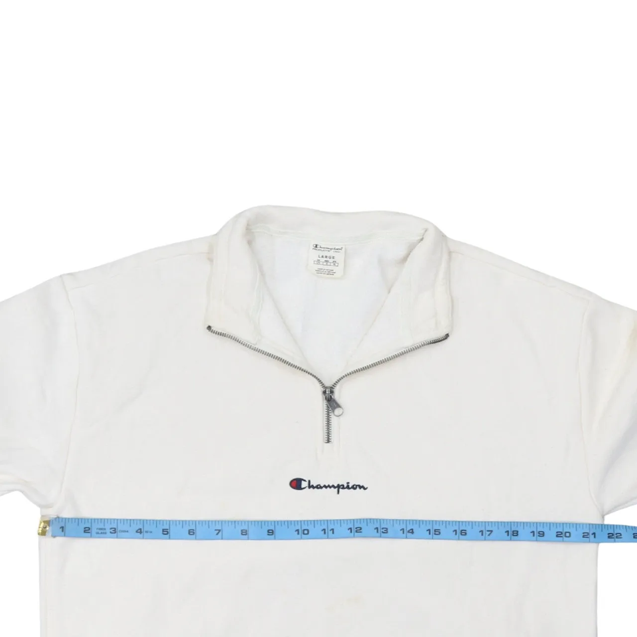 Champion 90's Lightweight Quarter Zip Sweatshirt Large White sold by Vintage Club product image thumbnail 5