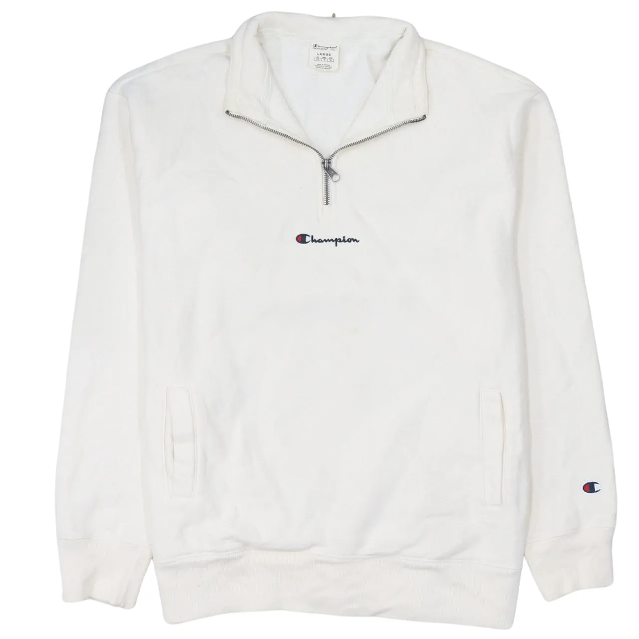 Champion 90's Lightweight Quarter Zip Sweatshirt Large White sold by Vintage Club