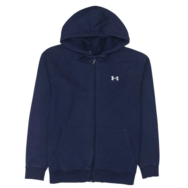 Under Armour 90's Drawstring Pockets Full Zip Up Hoodie Large Navy Blue sold by Vintage Club