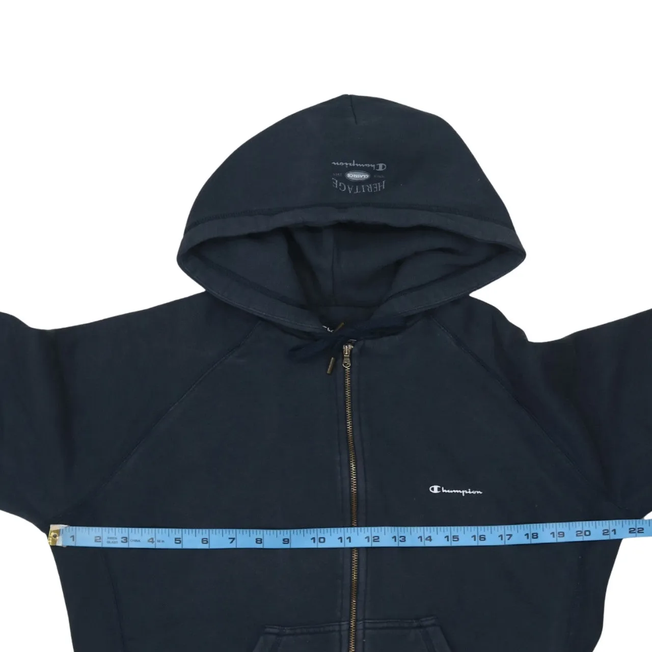 Champion 90's Drawstring Pockets Full Zip Up Hoodie Large Navy Blue sold by Vintage Club product image thumbnail 5