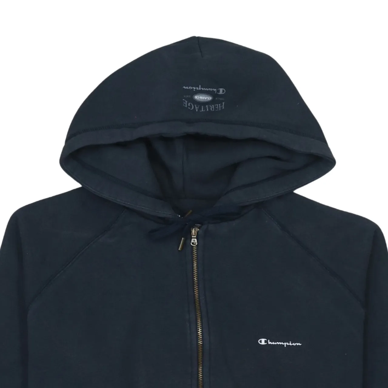 Champion 90's Drawstring Pockets Full Zip Up Hoodie Large Navy Blue sold by Vintage Club product image thumbnail 3