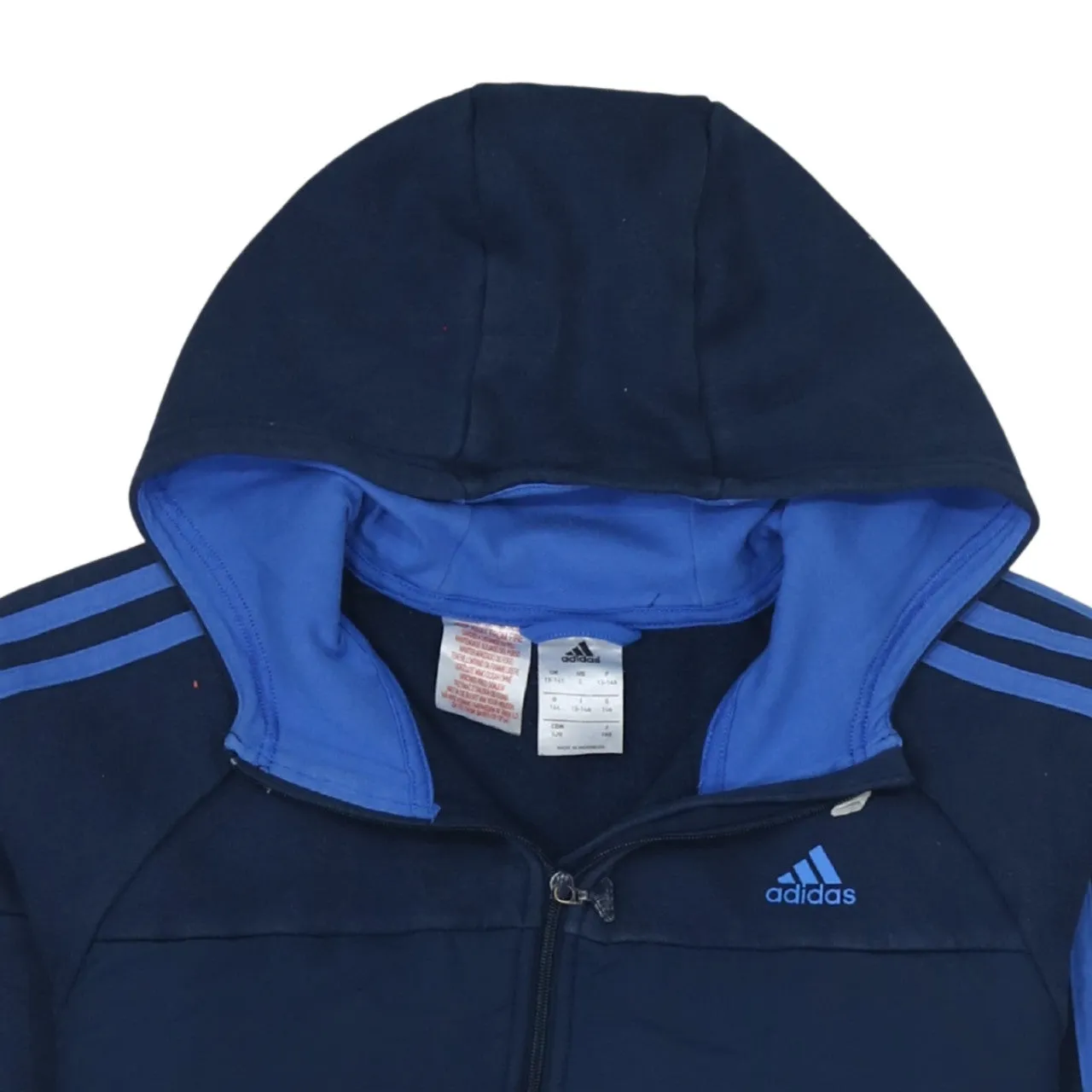 Adidas 90's Striped Sleeve Full Zip Up Hoodie Large Navy Blue sold by Vintage Club product image thumbnail 3