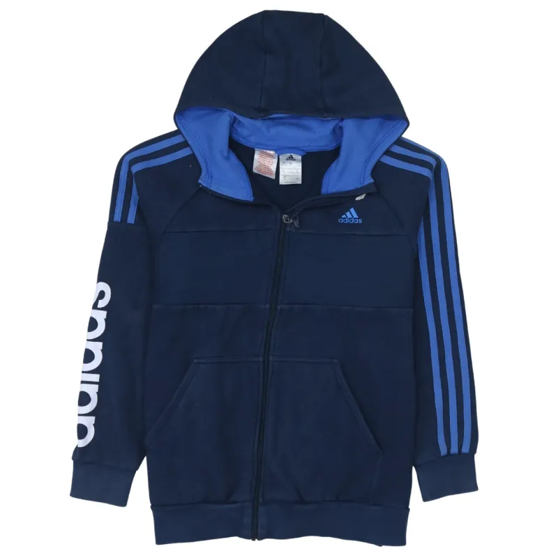 Adidas 90's Striped Sleeve Full Zip Up Hoodie Large Navy Blue sold by Vintage Club