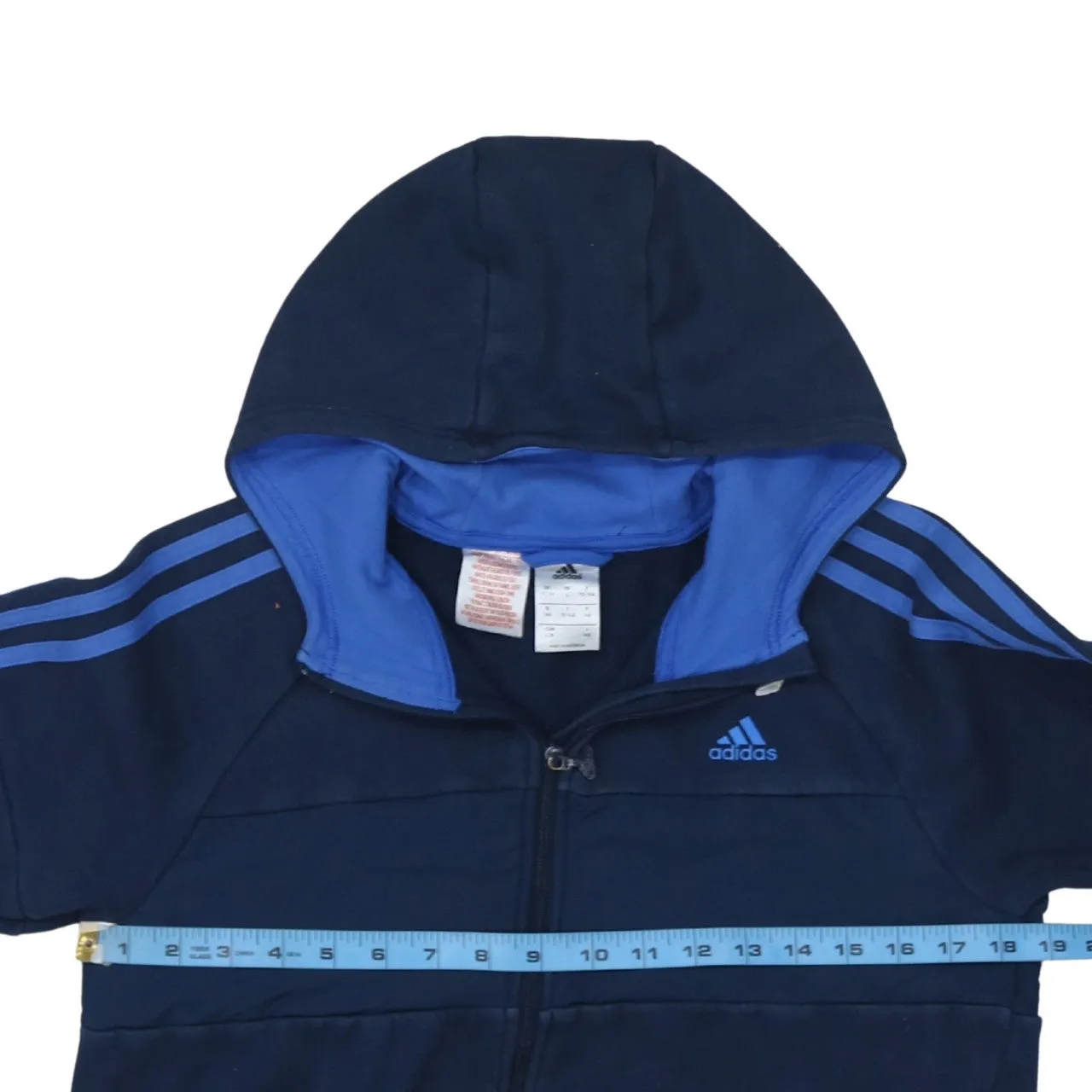 Adidas 90's Striped Sleeve Full Zip Up Hoodie Large Navy Blue sold by Vintage Club product image thumbnail 5
