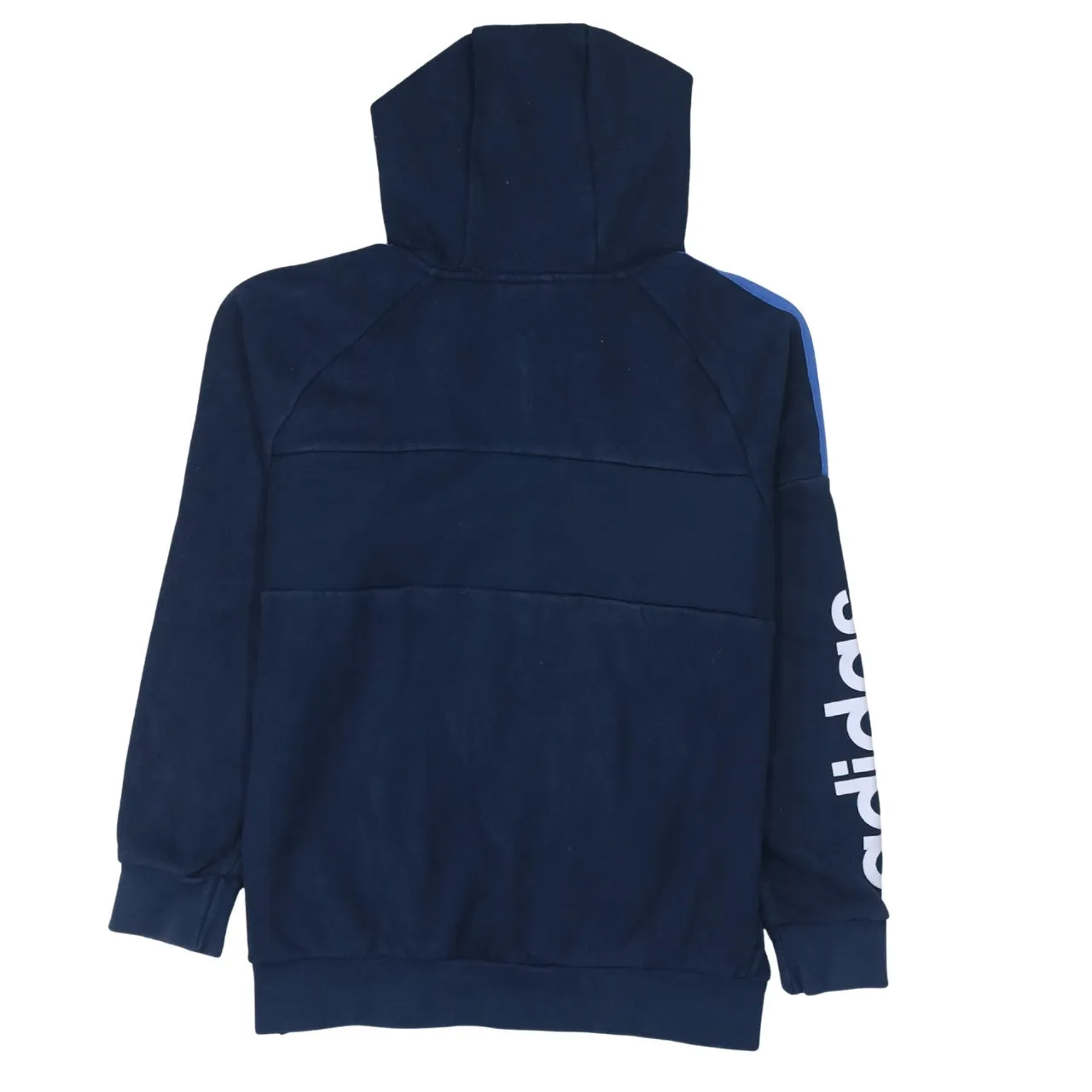 Adidas 90's Striped Sleeve Full Zip Up Hoodie Large Navy Blue sold by Vintage Club product image thumbnail 2