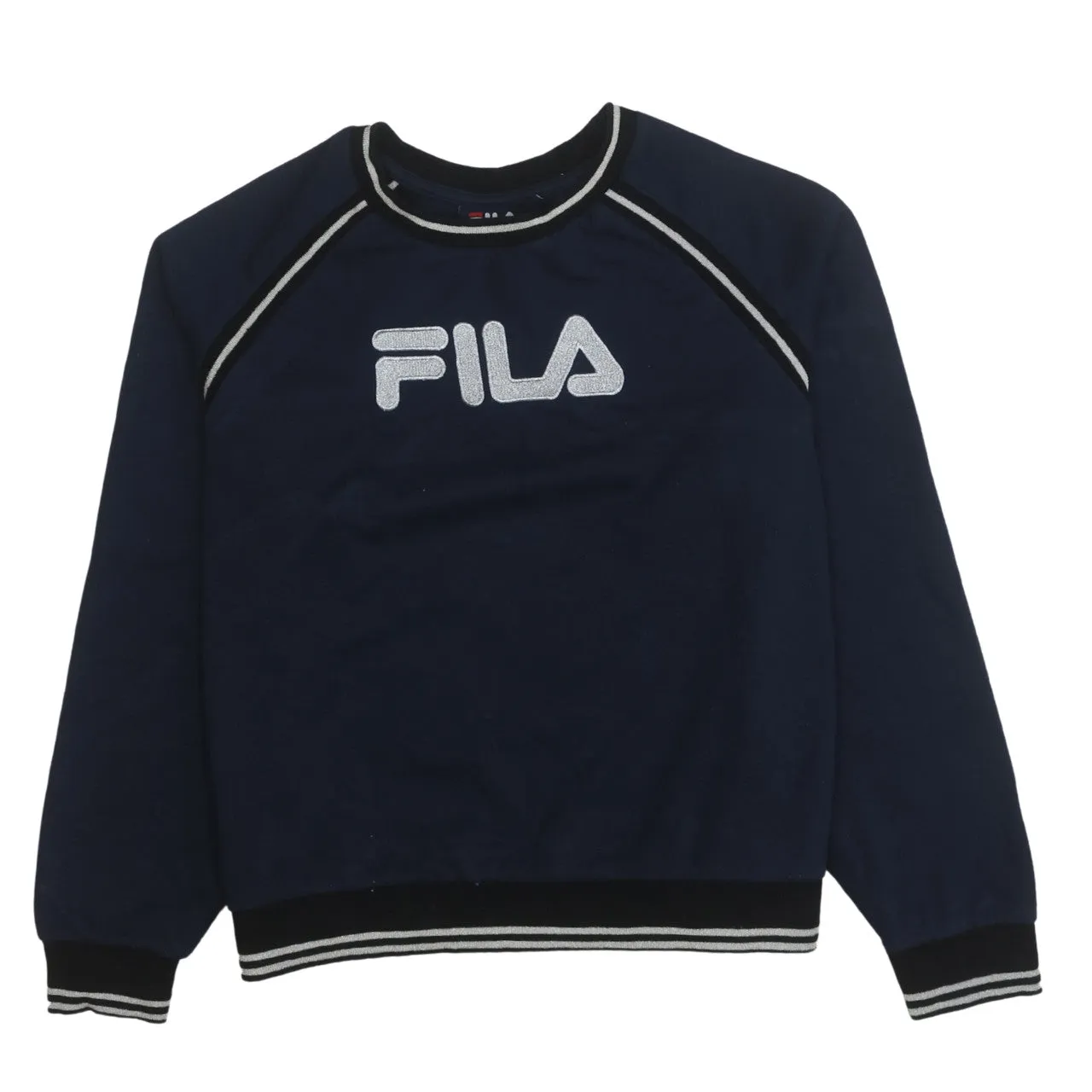 Fila 90's Spellout Crew Neck Sweatshirt XLarge Navy Blue sold by Vintage Club