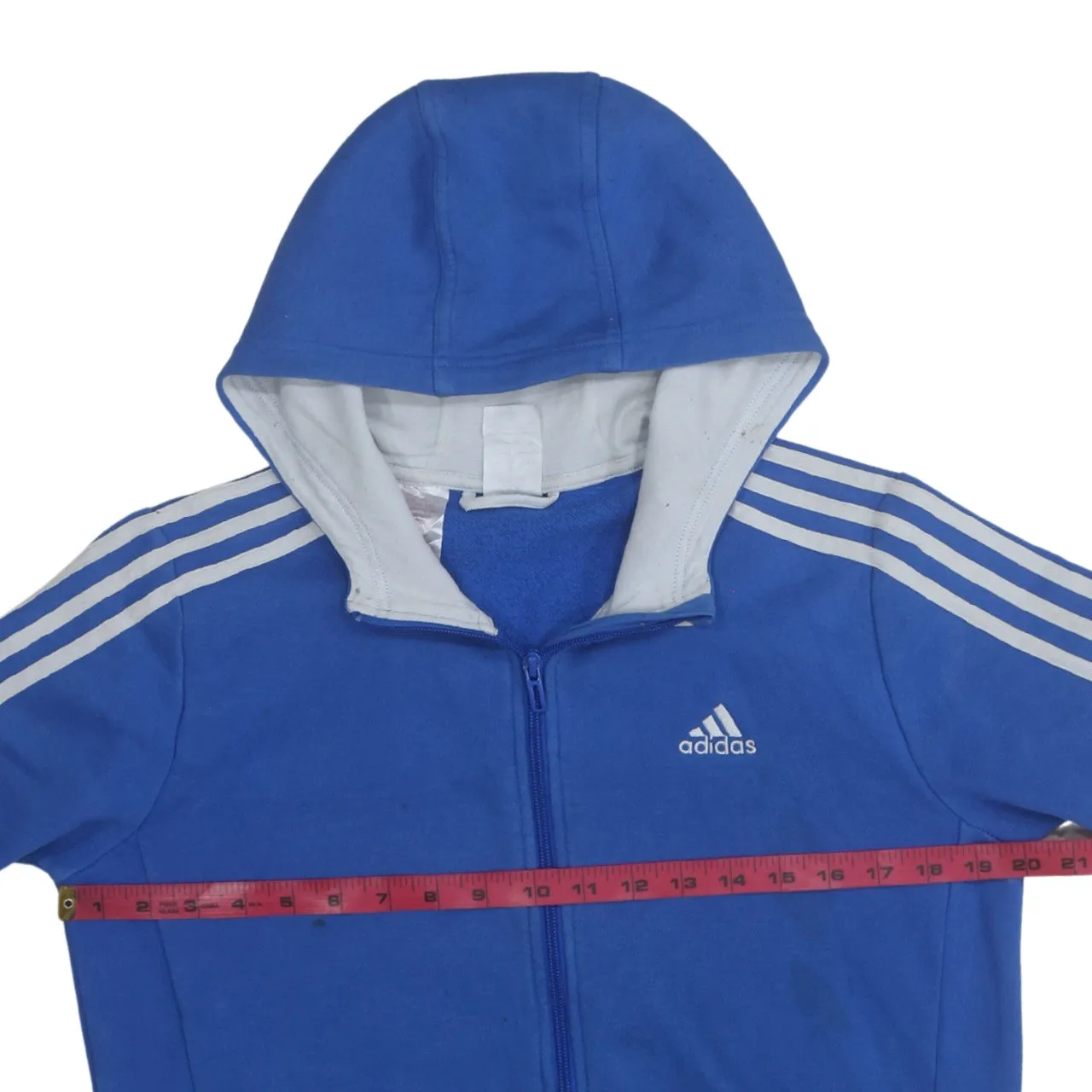 Adidas 90's Striped Sleeve Full Zip Up Hoodie Large Blue sold by Vintage Club product image thumbnail 5