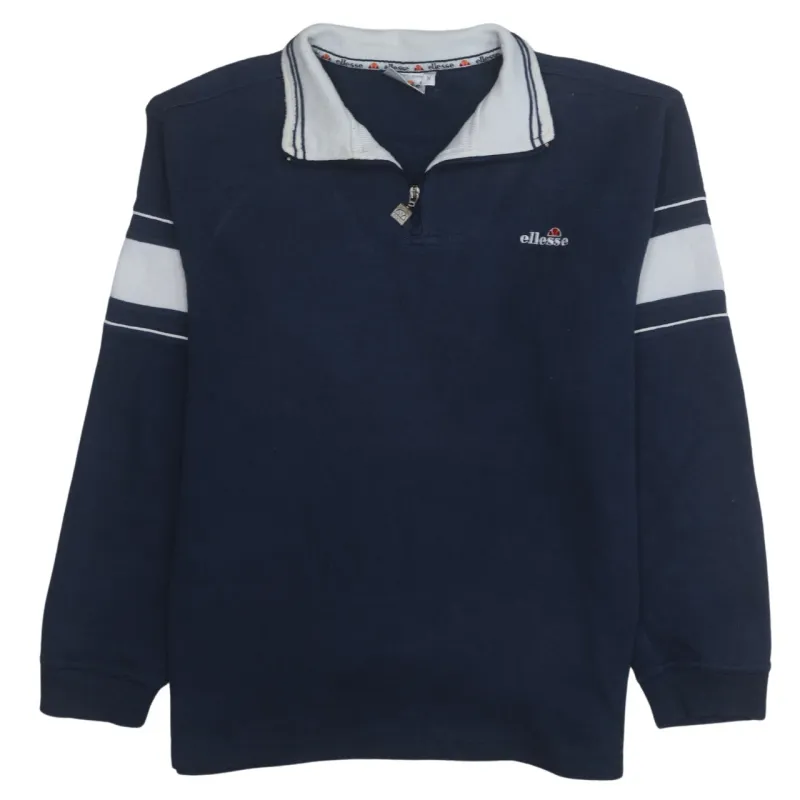 Ellesse 90's Lightweight Quarter Zip Sweatshirt Medium Navy Blue sold by Vintage Club